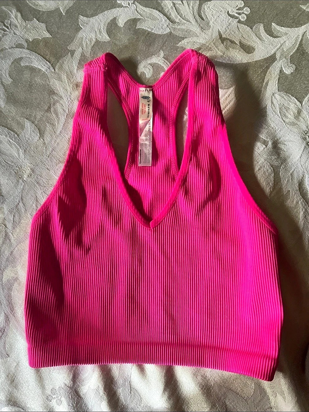 FP Movement Happiness Runs Crop Tank Ribbed Pink Medium